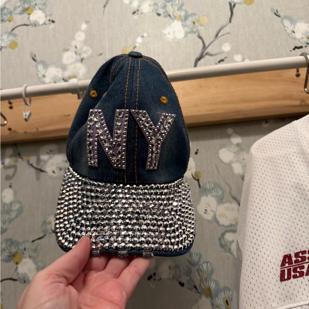 Denim NY Cap with Rhinestones
